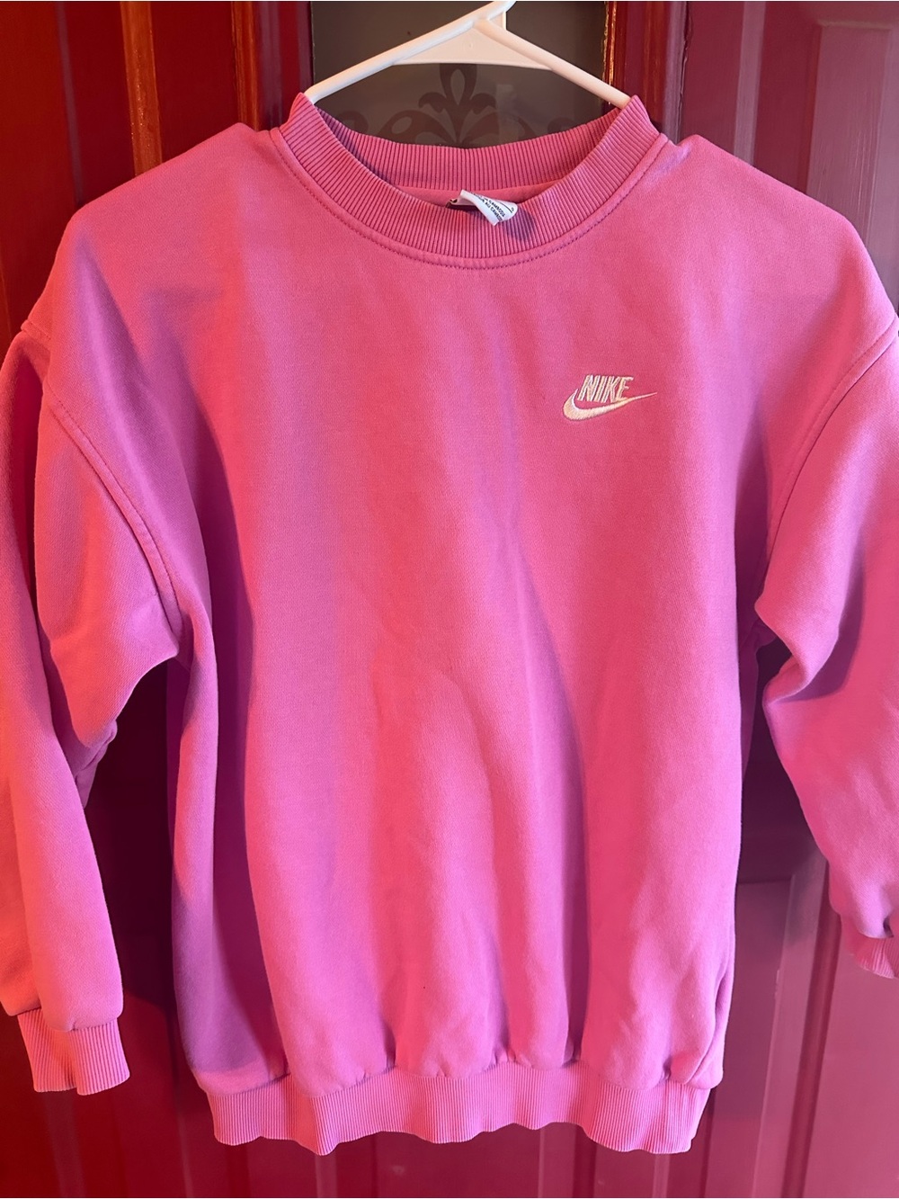 Nike Pink Pullover Sweatshirt with White Swoosh